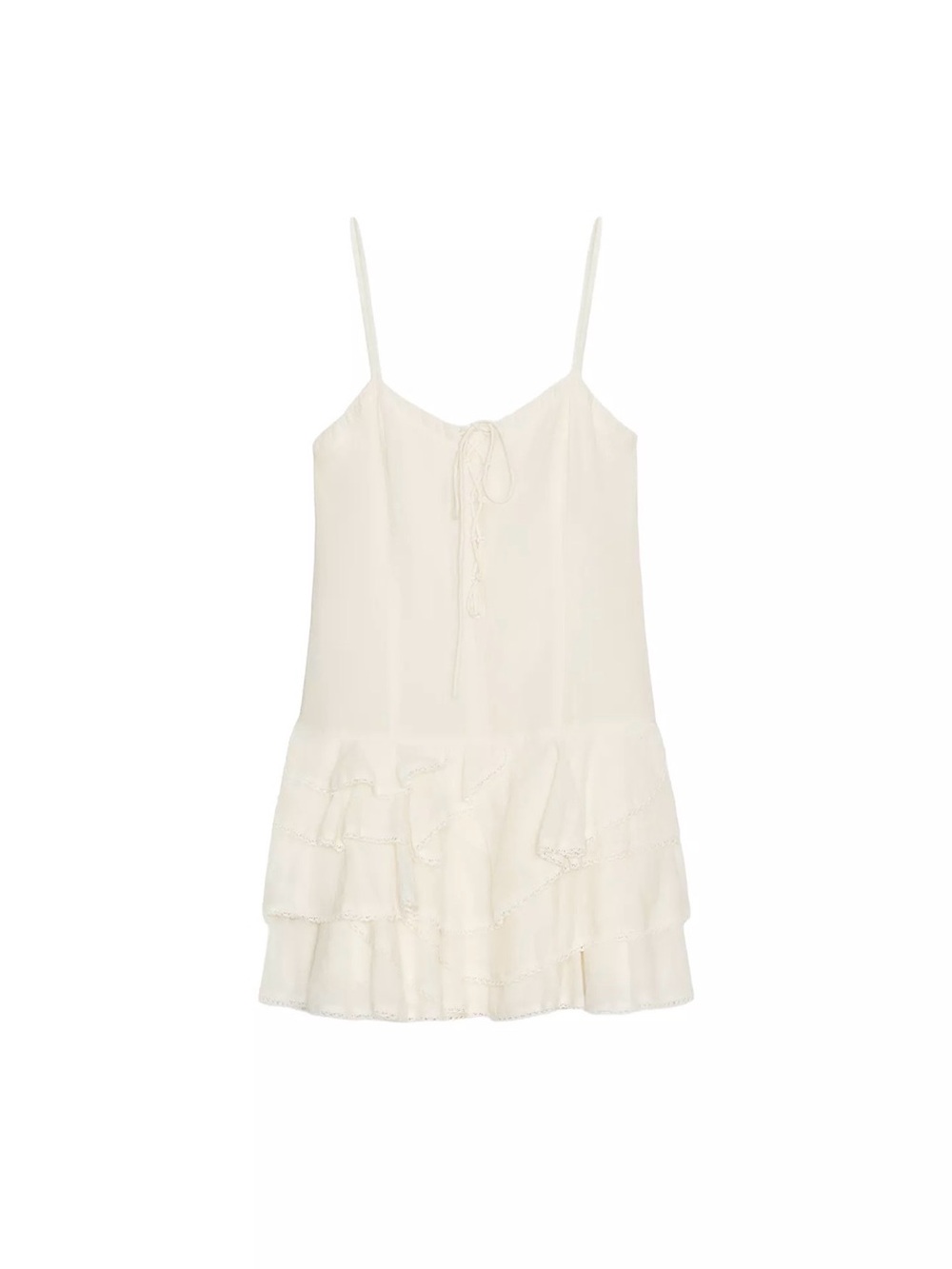 NWT Zara Cream Ruffle Slip Dress